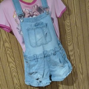 Blue Spice bib overall shorts distressed size 9.